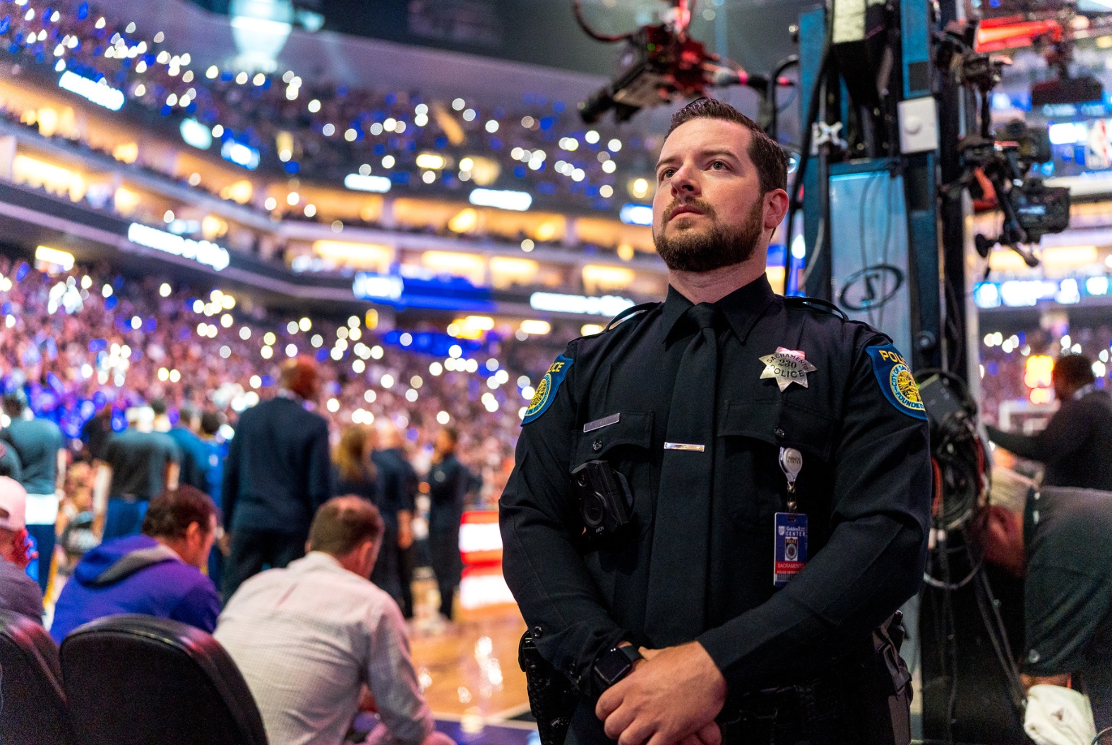 police officer at golden one arena on duty