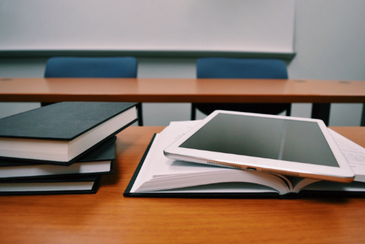 Books and tabled on a table.